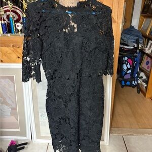 Lulu's Elegant Black Lace Long Sleeve Dress